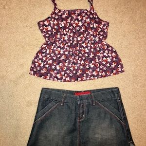 Fun Summer outfit Crop Top And Jean Skirt